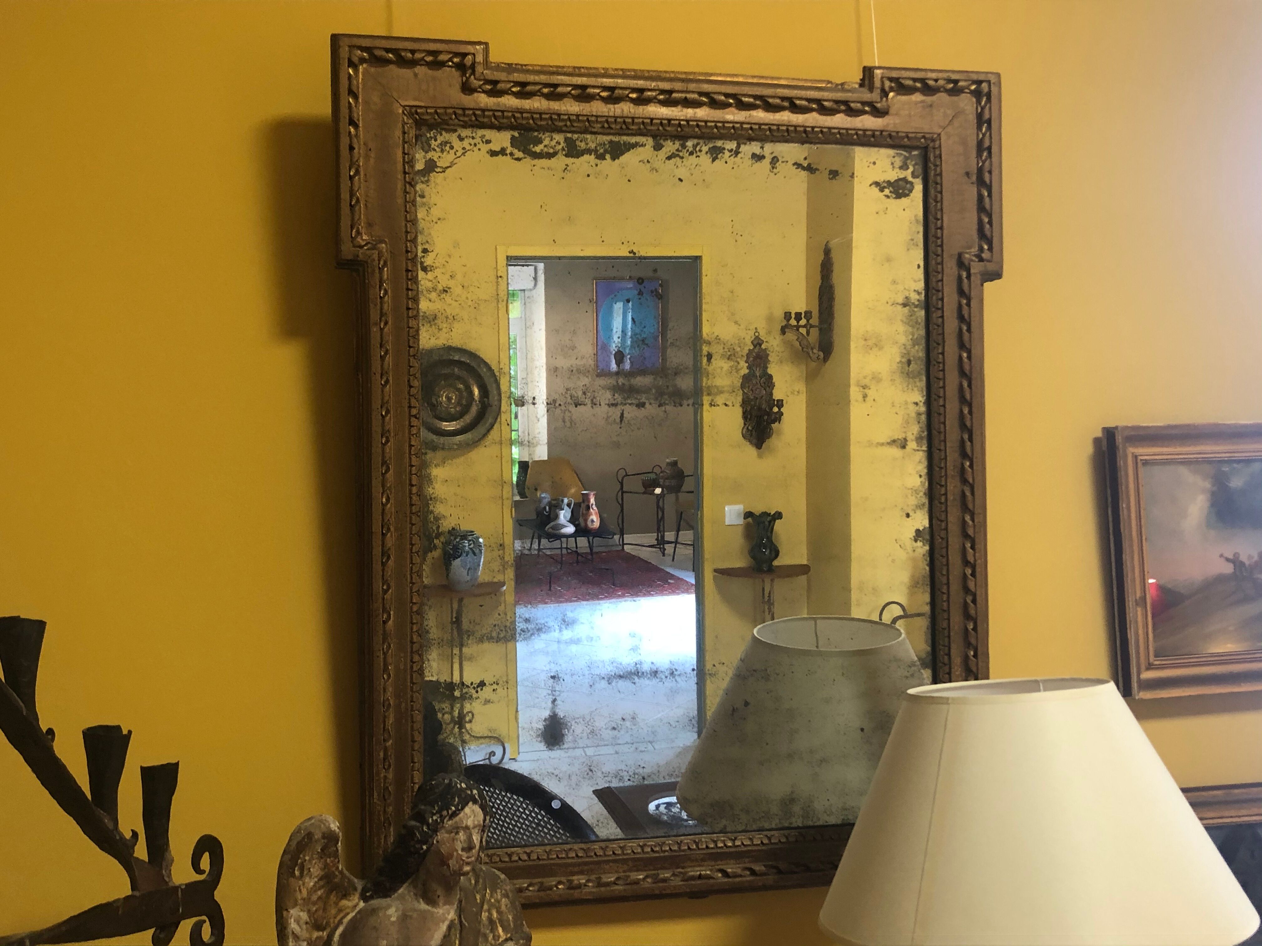 Louis XVI mirror, mercury glass and gilded wood - 80x70cm