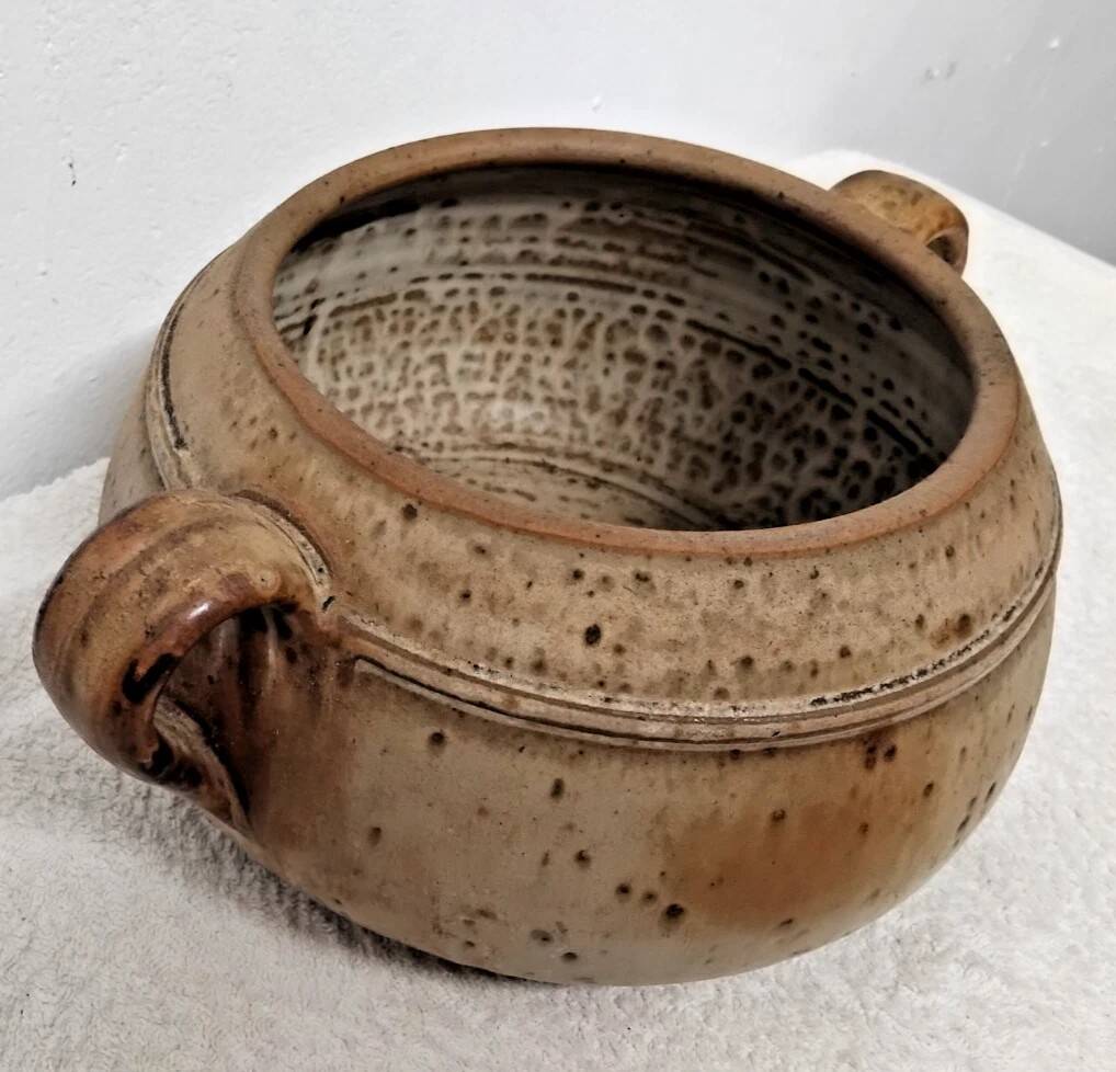 Vintage Signed Stoneware Soup Tureen with Handles