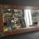 Miroir art nouveau peint à la main orné de laiton ciselé, miroir français au mercure des années 20