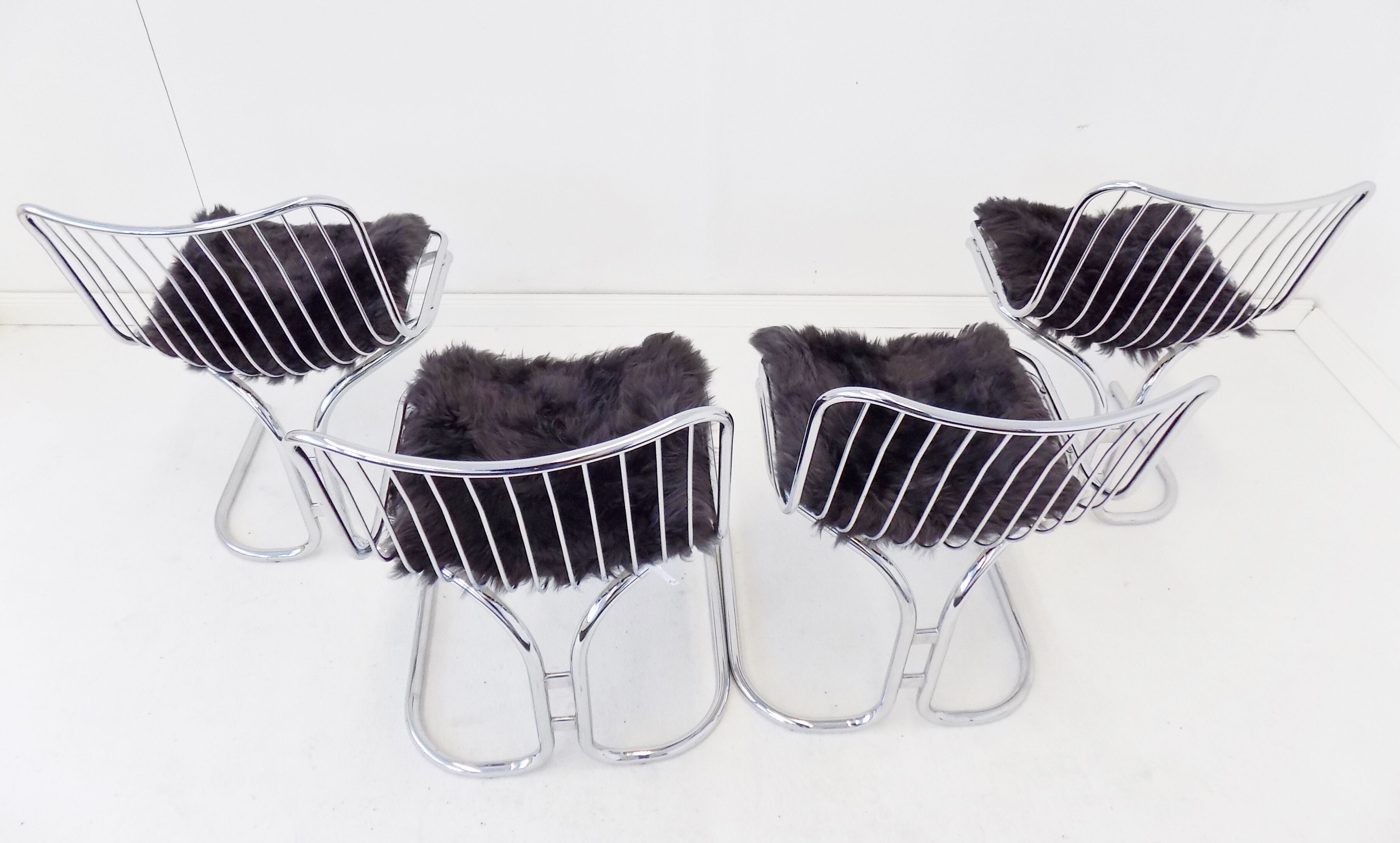 Rima set of 4 Radiofreccia chrome chairs by Gastone Rinaldi