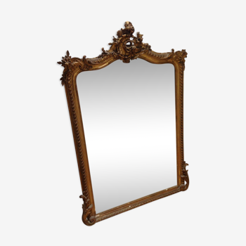 Miroir trumeau ancien en bois doré - 148x100cm