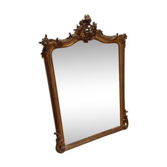 Miroir trumeau ancien en bois doré - 148x100cm