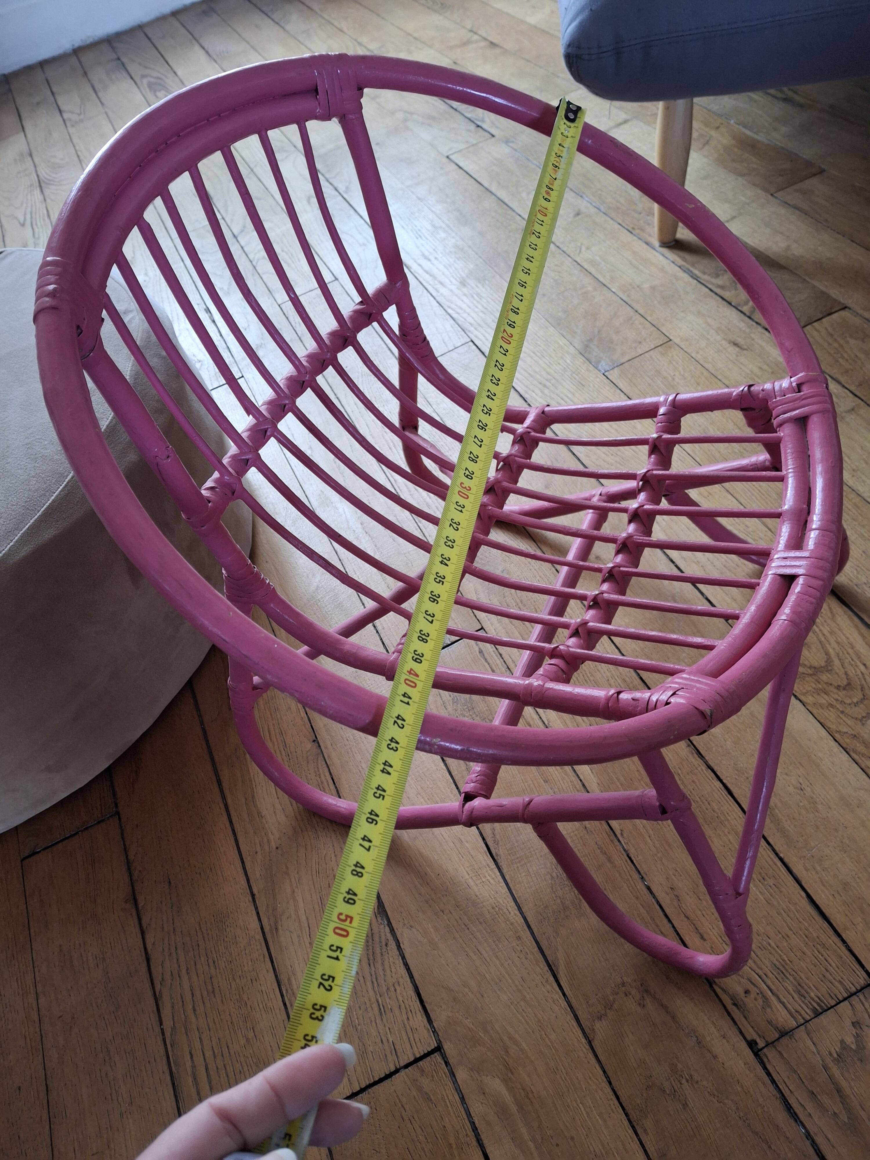 Pink rattan children's armchair