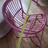 Pink rattan children's armchair