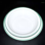 Lot de 2 plats ronds en porcelaine ancienne à liseré vert et or - Limoges?