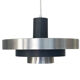 Layered pendant light in brushed aluminum. Denmark 1960s