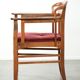 Chaise de salle à manger design Art Nouveau / Jugendstil avec revêtement en tissu rouge.