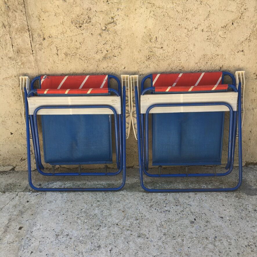 Pair of foldable camping armchairs "lafuma"