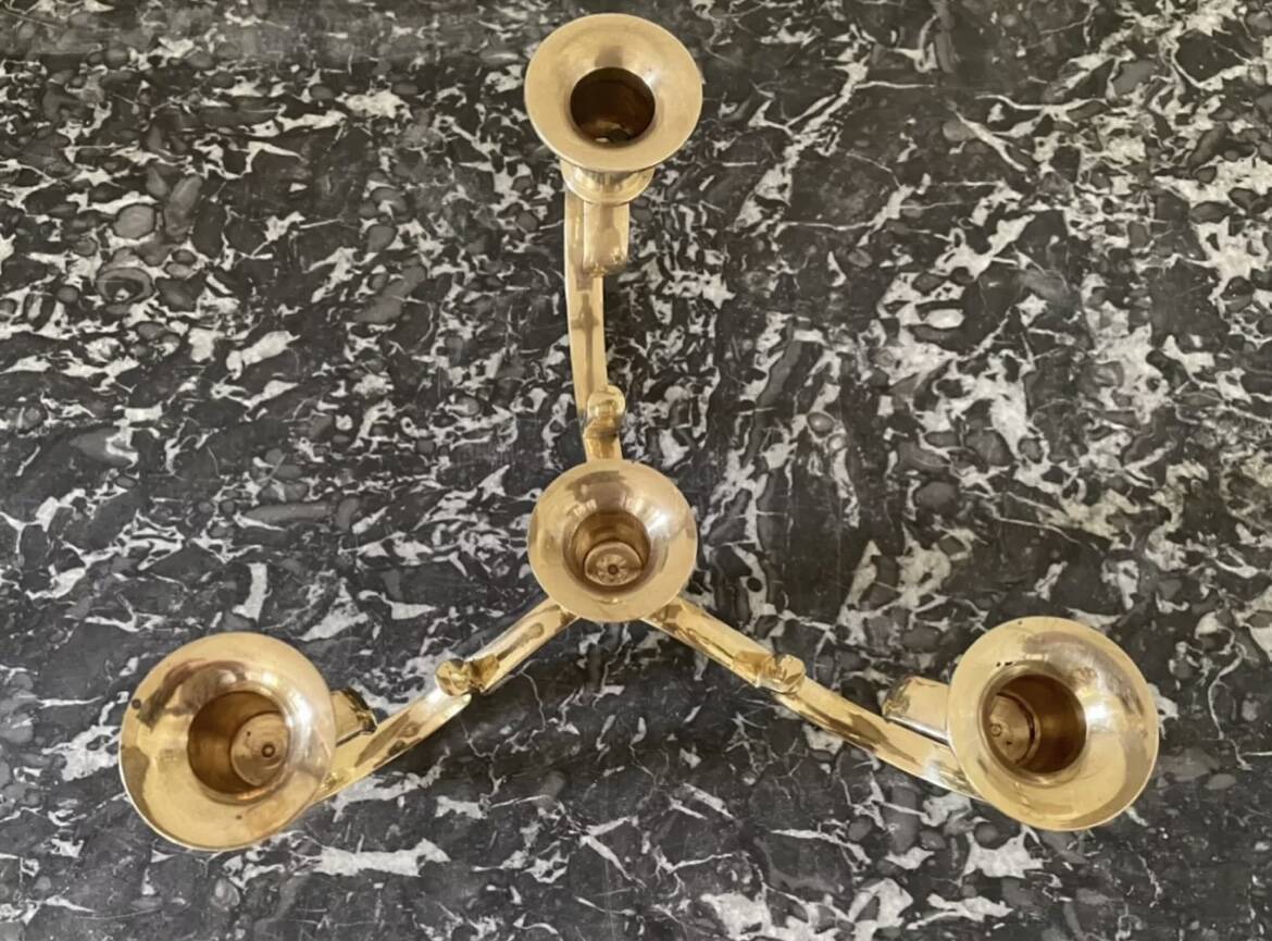 Gold-plated brass candlestick