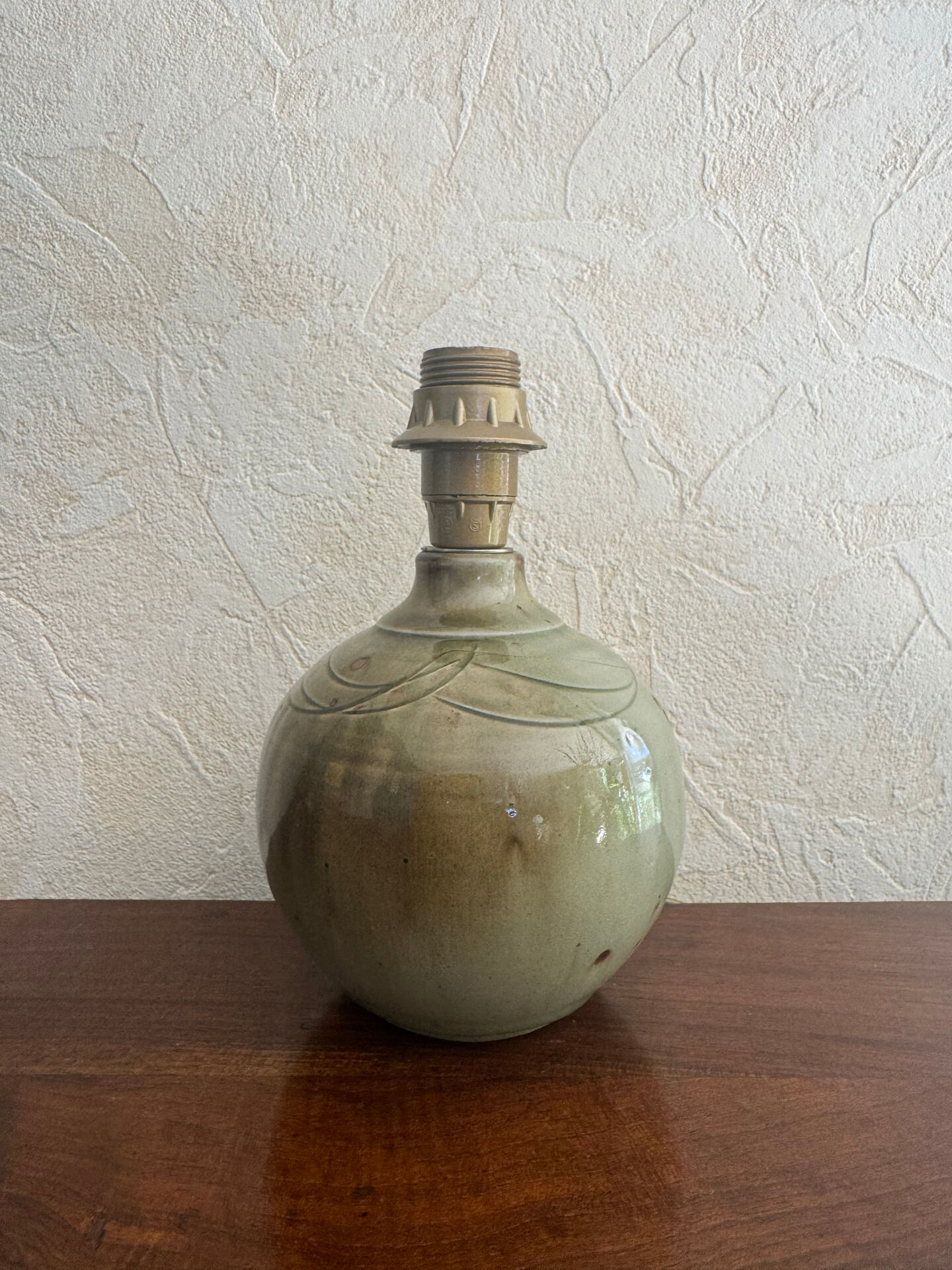 Pied de lampe vintage en grès émaillé signé Milan