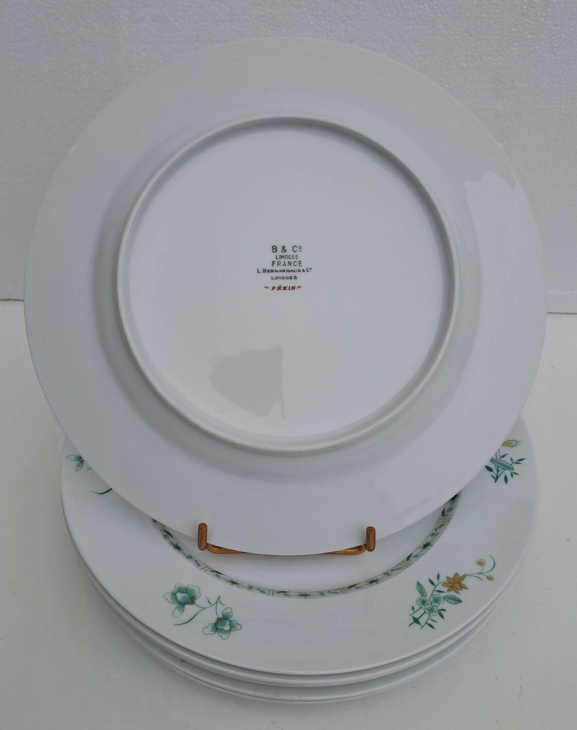 6 Bernardaud Limoges porcelain dinner plates Beijing model