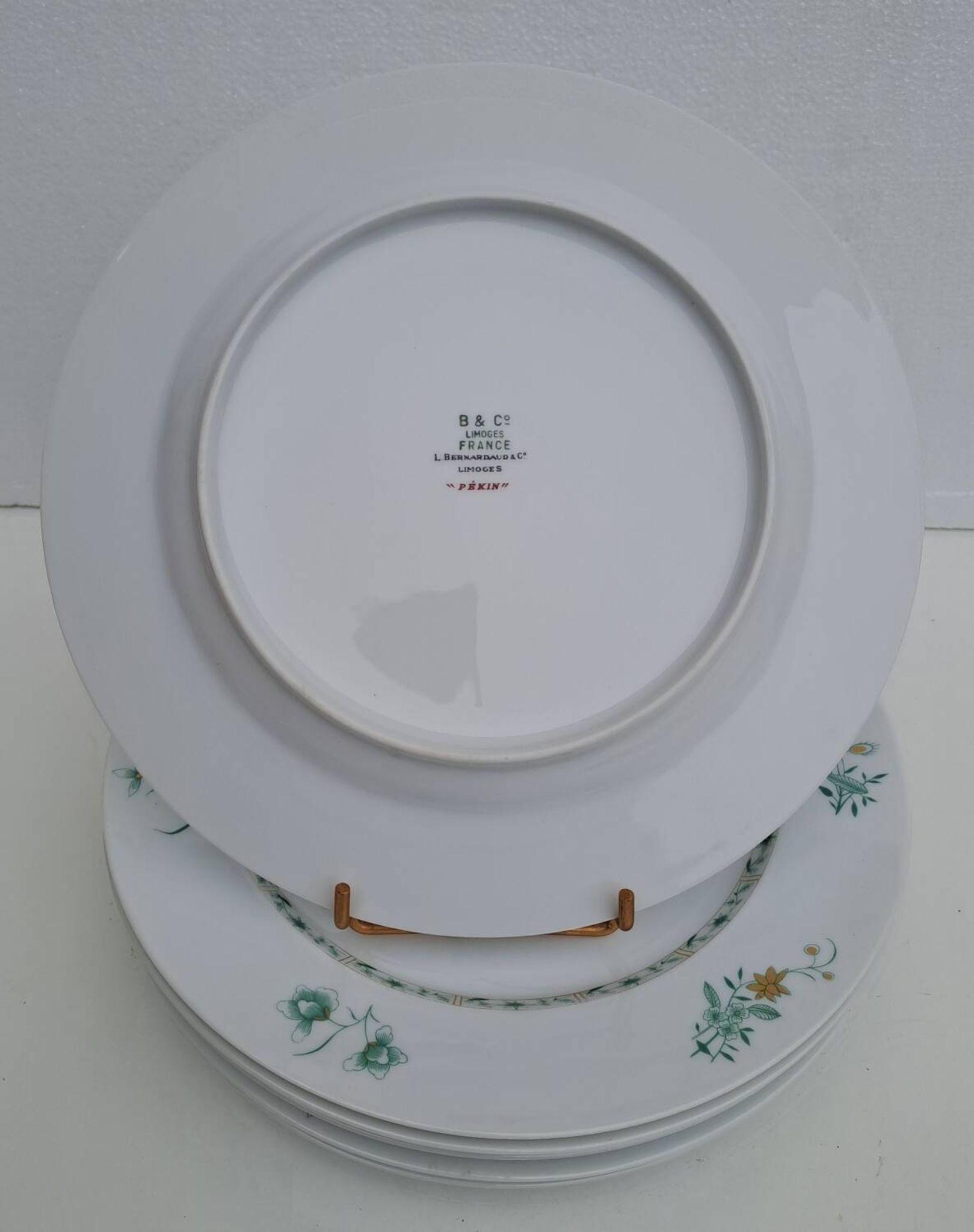 6 assiettes plates en porcelaine Bernardaud Limoges modèle Pékin