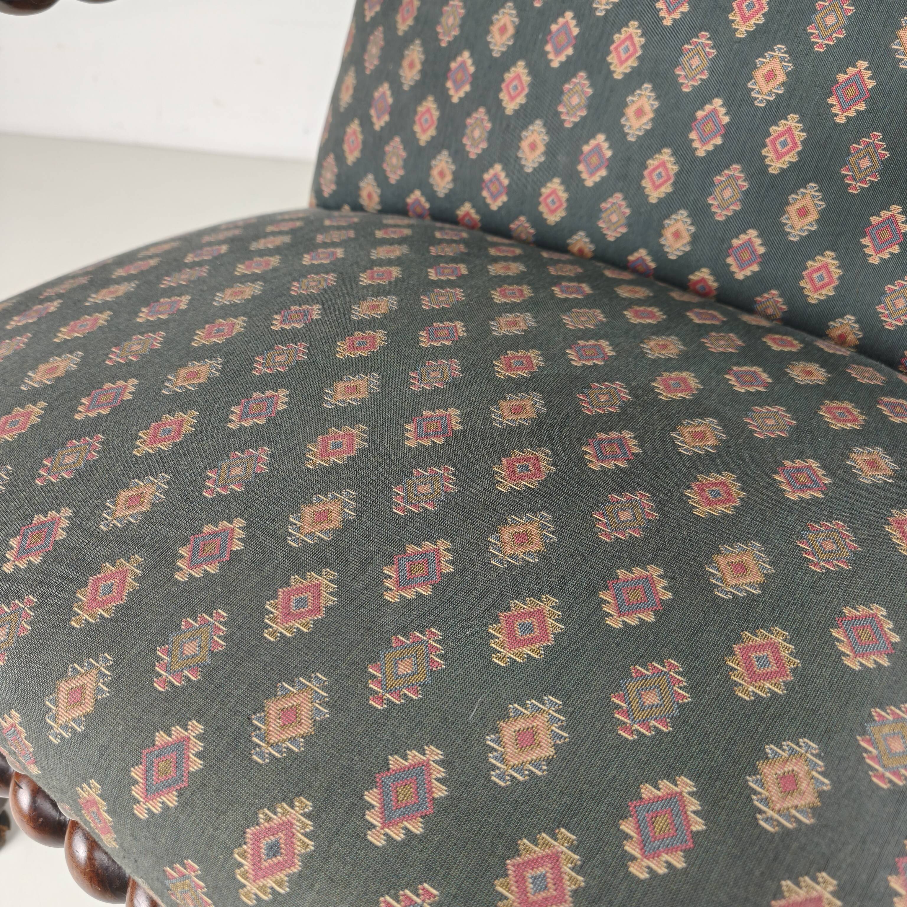 English Barley Twist Library Armchair in Dark Oak, circa 1700