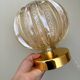 Vintage globe table lamp in half amber, half transparent molded glass