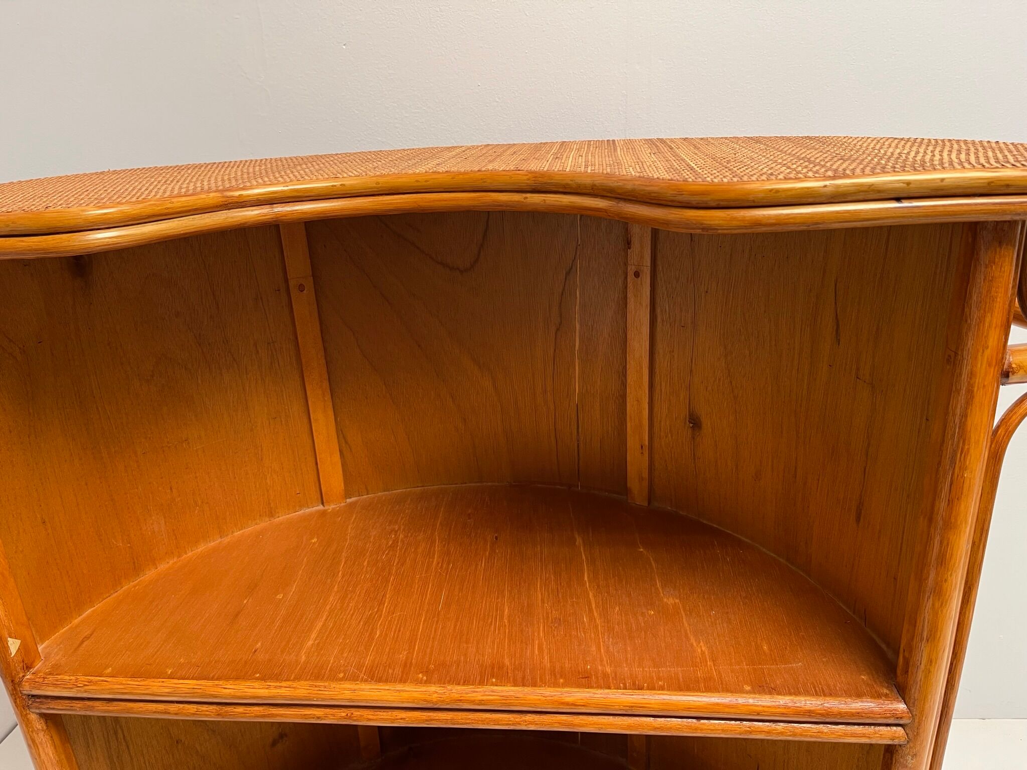 Rattan and bamboo bar and 3 stools from the 60s