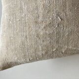 Coussin en chanvre de ferme 19e dos de vieux lin 40cm x 30cm