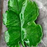 Green Ceramic Hors d'Oeuvres Dish in Leaf Shape, Art Deco Period