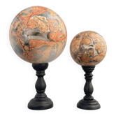 Stunning red Maligano jasper spheres on bases — Decorative mineral duo