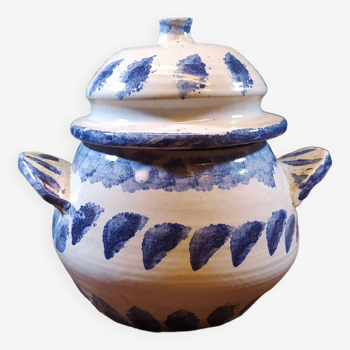 Individual Stoneware Tureen in White and Blue