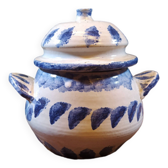 Individual Stoneware Tureen in White and Blue