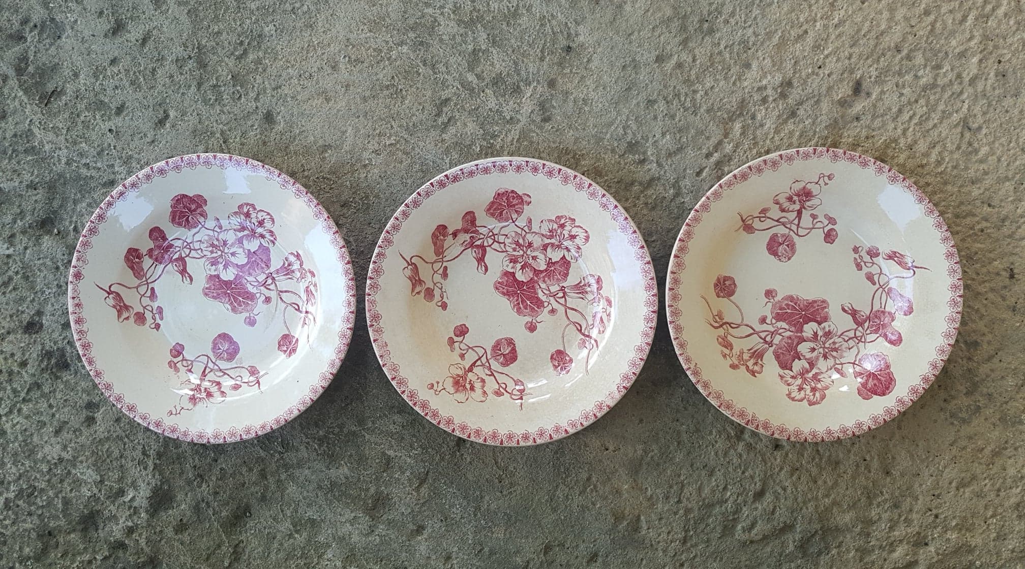 Set of 3 plates in Iron Earth Gien model Capucines