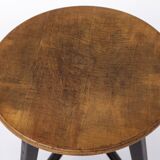 Rowac workshop stool, Tripod with solid beech top, 1950s