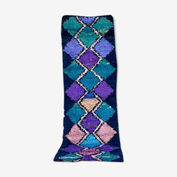 Moroccan Rug, Blue Moroccan runner, Vintage Rug, Moroccan carpet, Tapis boucherouite, tapis marocain