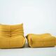 Togo Chair and Pouf Set in Yellow Tweed