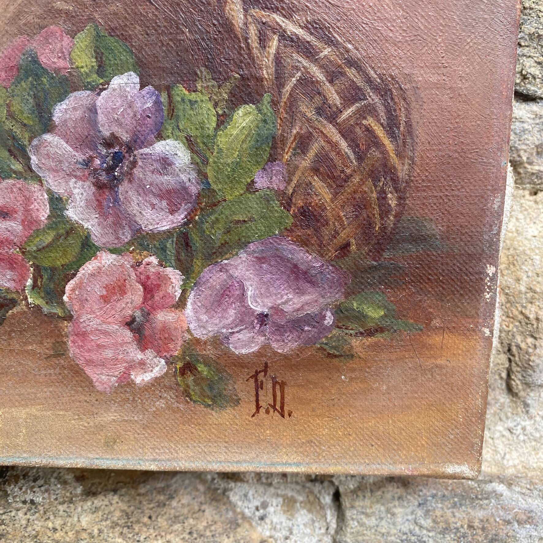 Painting bouquet, canvas on frame flowers 27X19.5