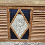 Ancien comptoir de boutiquier en teck birman