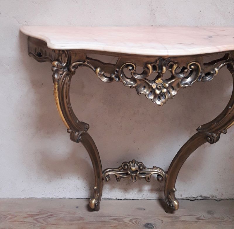 Gilded wooden console marble Louis XV style