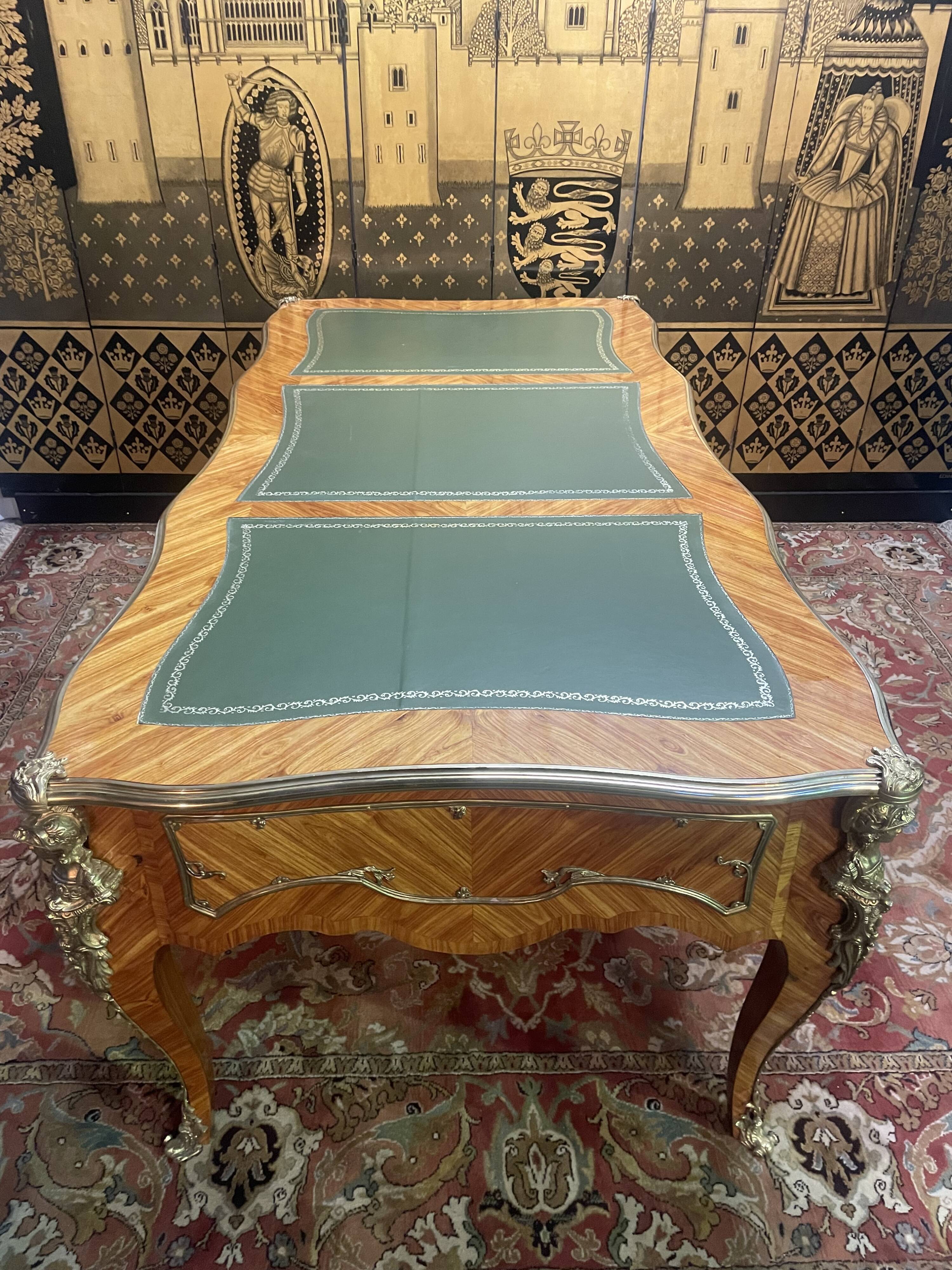 Louis XV style flat desk in marquetry