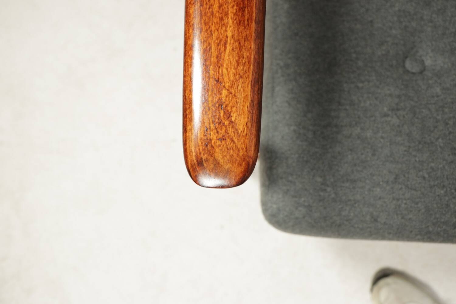 Scandinavian armchair in teak and gray fabric by E.Homa, 1960