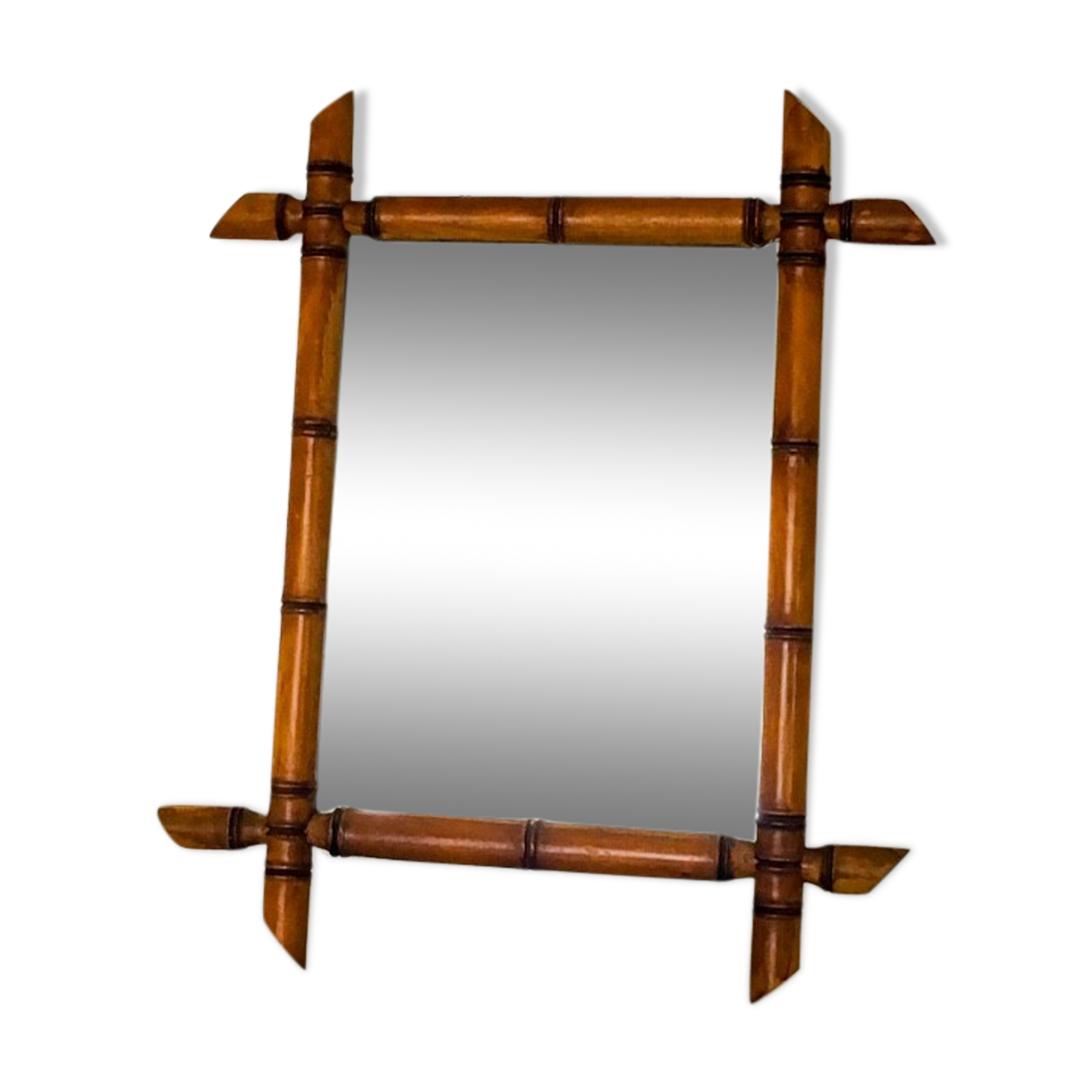 30s/40s bamboo wood mirror 38x45cm