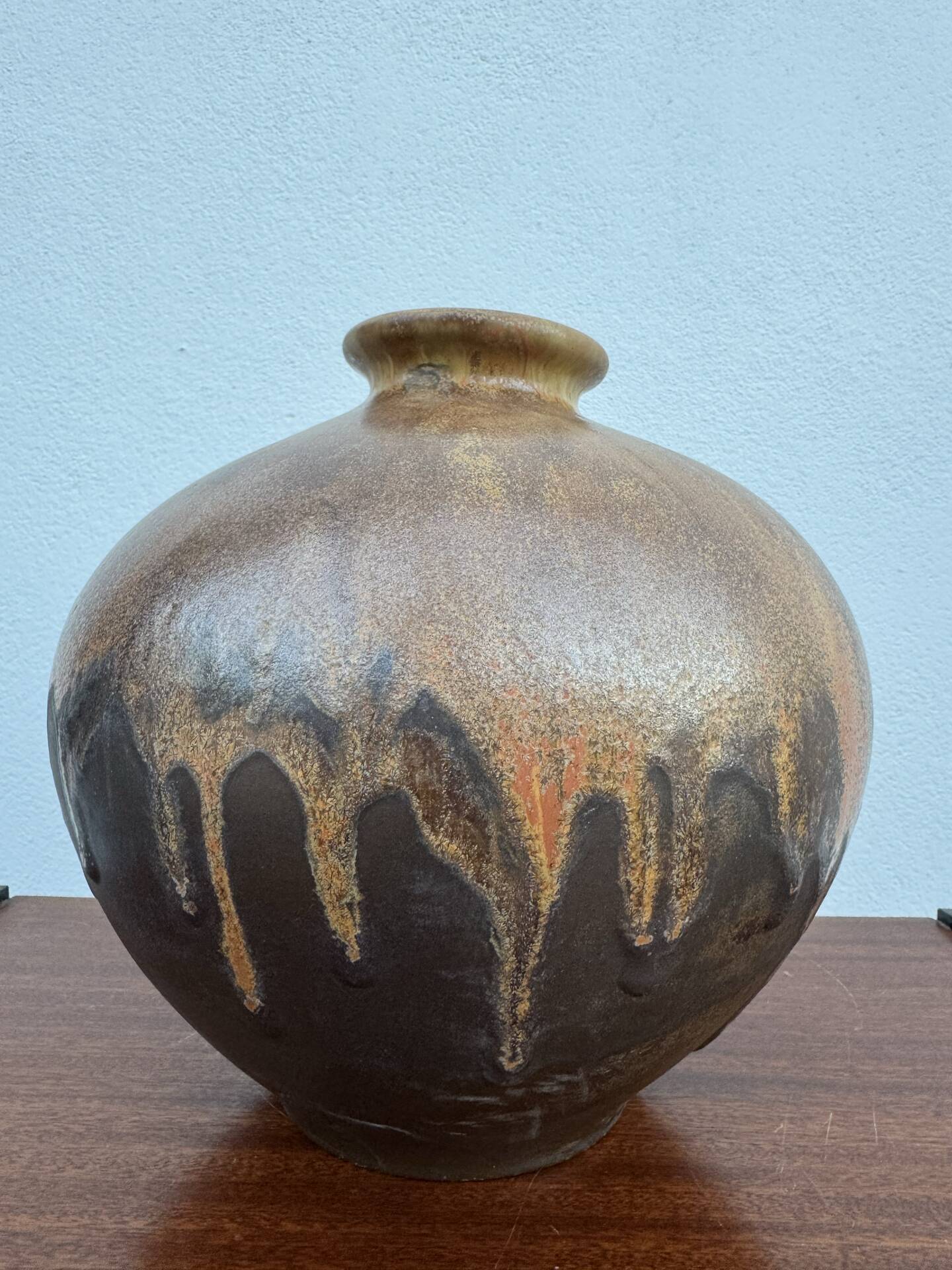 Large flared stoneware vase Art Deco