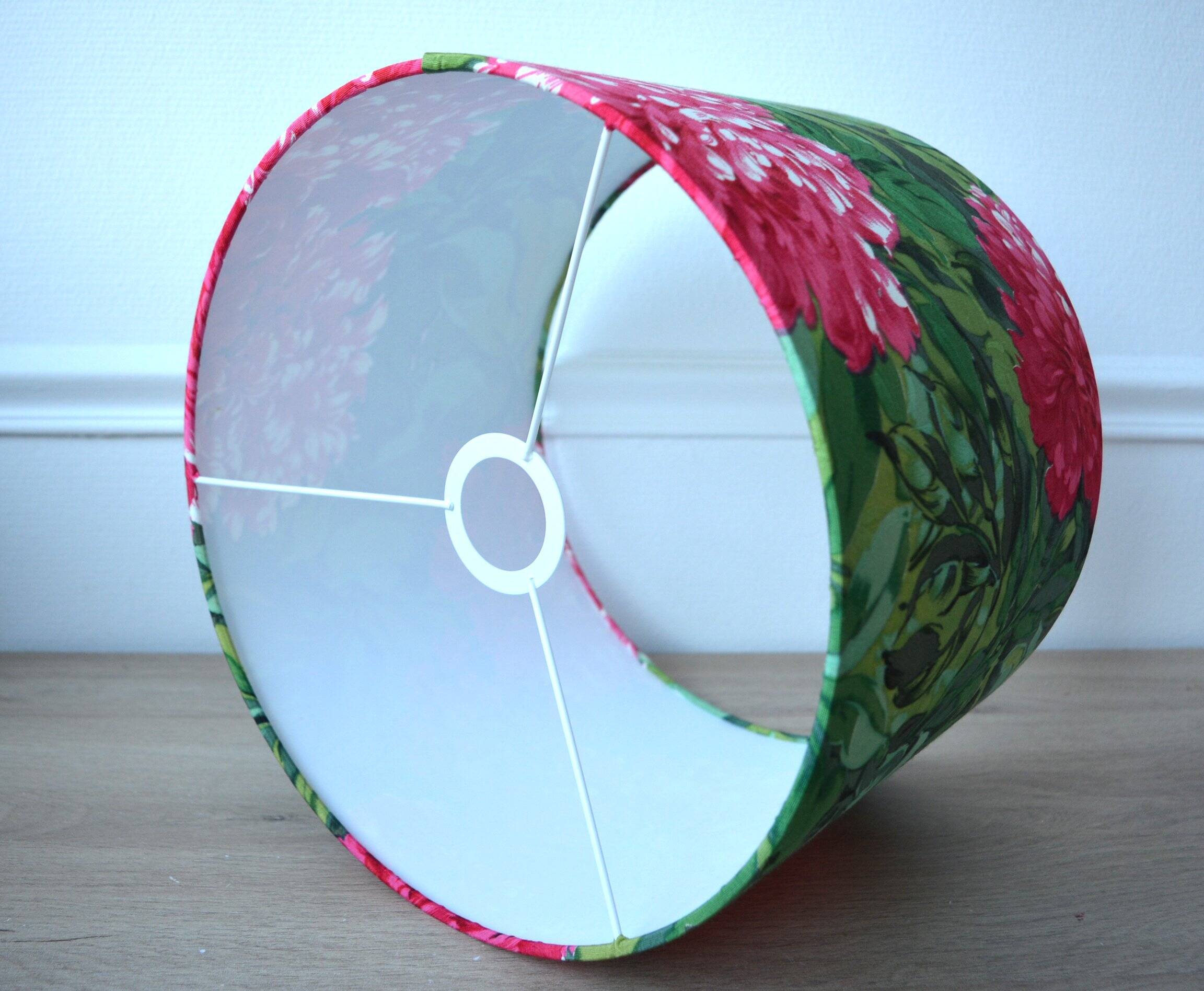 Lampshade with pink peony pattern
