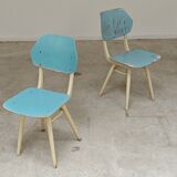 Set of 2 Czechoslovak chairs TON Bystrice Thonet White and Blue