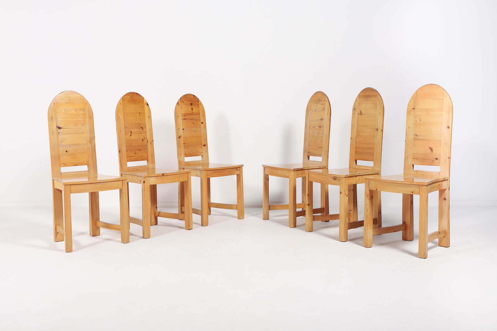 Set of 6 Swedish solid pine chairs by Sven Larsson Möbelshop