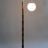 Lampadaire cubisme tchèque restauré, hêtre, acier chromé, Tchéquie, années 1920