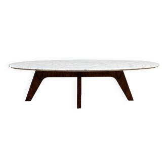 Table basse en marbre et palissandre, design Hugues Poignant pour Roche Bobois