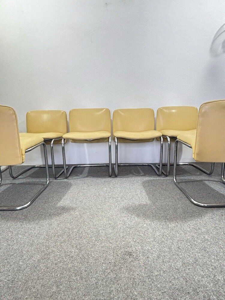 Vintage Chairs in Chrome Plated Steel, 1970s, Set of 6
