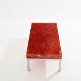 Marie-Claude De Fouquières orange fractal resin coffee table 1970