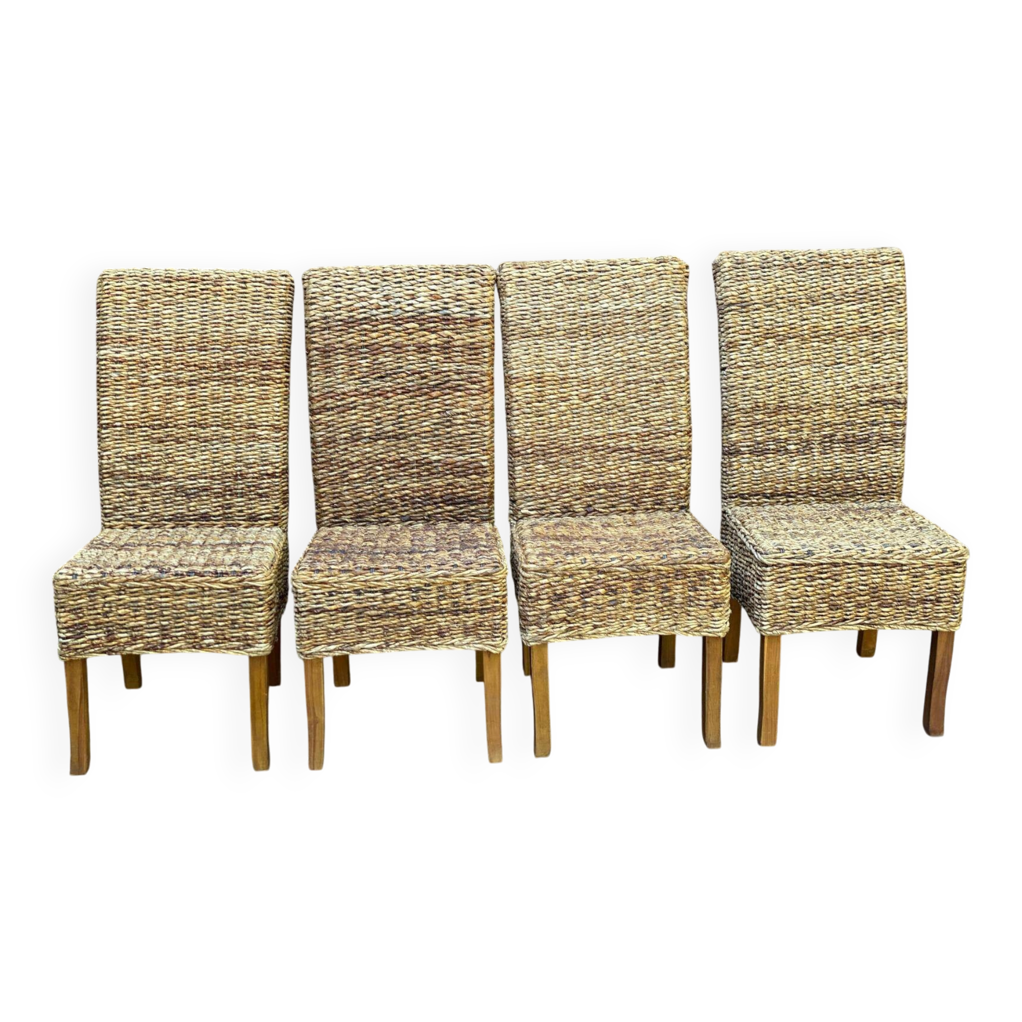 4 chaises de salle à manger en jonc de mer abaca ou bananier