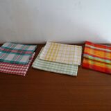 Lot 6 vintage multi-coloured plaid towels