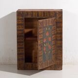 Antique wall cabinet painted with floral motifs (c.1850) #8