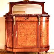 Rare antique buffet with marble, bronze, and marquetry in the Louis XVI style.
