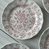 Assiettes à dessert ancienne joli motif floral rose