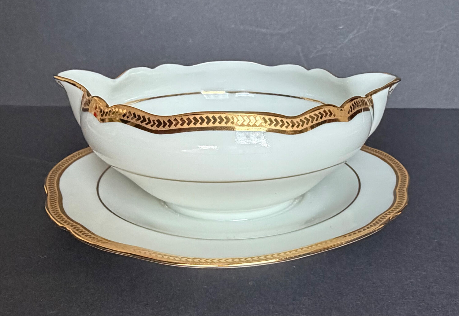 Antique sauce boat in Limoges porcelain