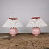 Pair of lamps and pleated lampshades