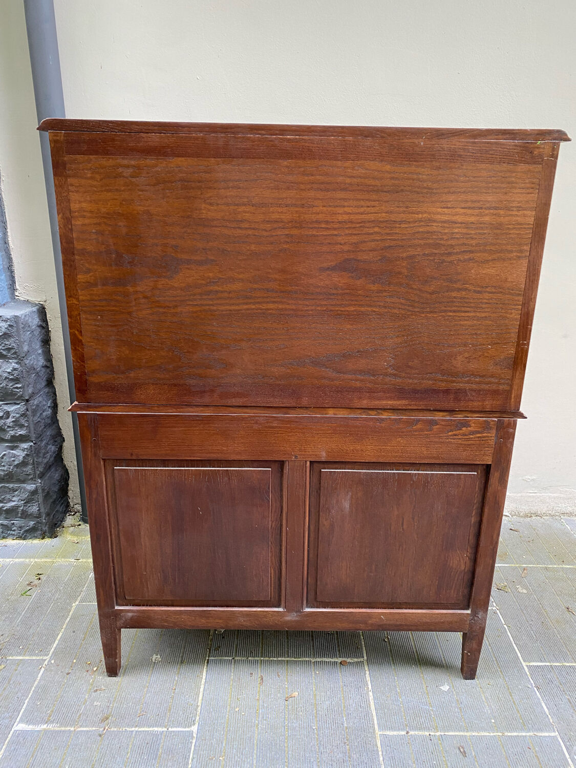 Antique solid wood secretary desk, handcrafted cabinetry.